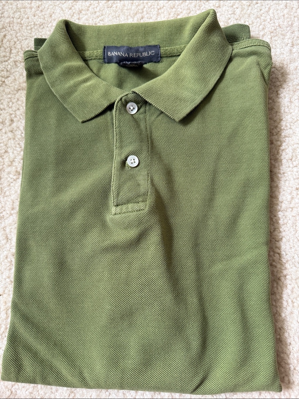 Banana Republic!!! Olive Green Men Polo Shirt size L 100% cotton